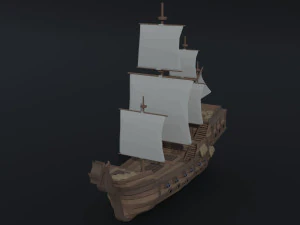 Cartoon medieval ships asset Polygonal Style 3D Model