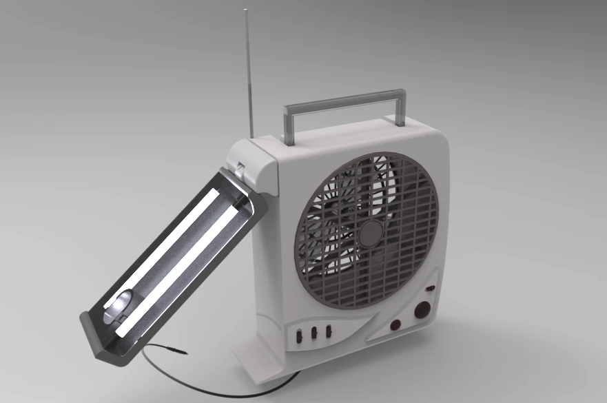 rechargeable fan with led light 3D Model .c4d .max .obj .3ds .fbx .stl .blend 