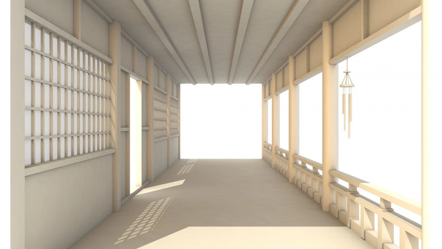 japanese corridor - hallway 3D Model .c4d .max .obj .3ds .fbx .stl .blend 