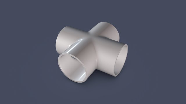 4 way pipe connector 3D Model .c4d .max .obj .3ds .fbx .stl .blend 