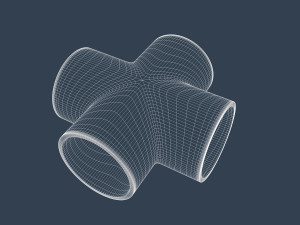 4 way pipe connector 3D Model