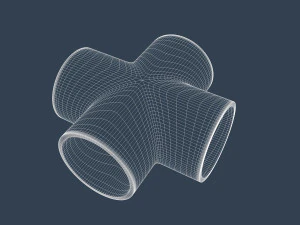 4 way pipe connector 3D Model