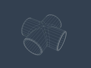 4 way pipe connector 3D Model