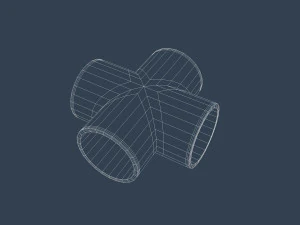 4 way pipe connector 3D Model