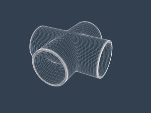 4 way pipe connector 3D Model