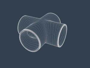 4 way pipe connector 3D Model