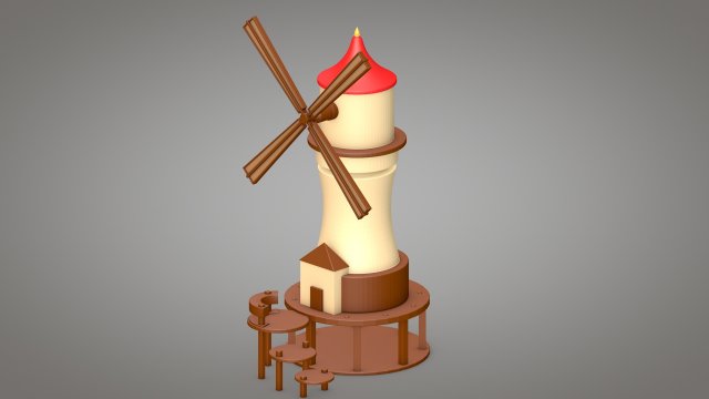 windmill Model 3D .c4d .max .obj .3ds .fbx .stl .blend 