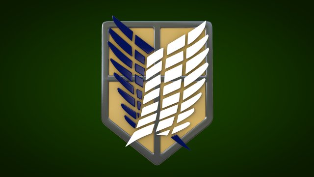 attack on titan - wings of freedom logo 3D Model .c4d .max .obj .3ds .fbx .stl .blend 