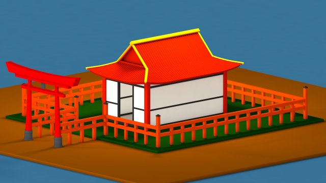 Japanese Shrine 3D Model .c4d .max .obj .3ds .fbx .stl .blend 