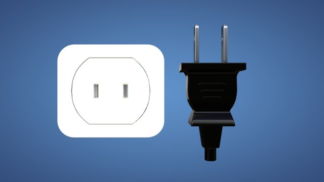 Electrical Plug and Socket - Type A 3D Модель .c4d .max .obj .3ds .fbx .stl .blend 