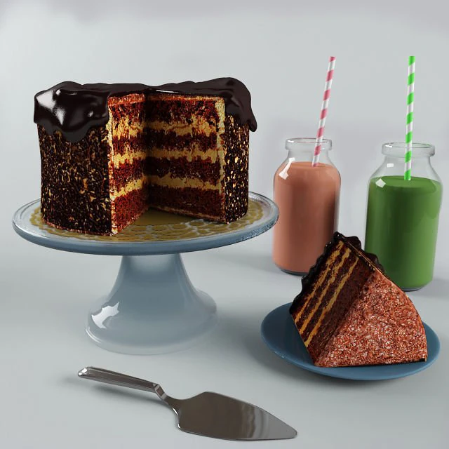 cake choco 3D Model .c4d .max .obj .3ds .fbx .stl .blend 