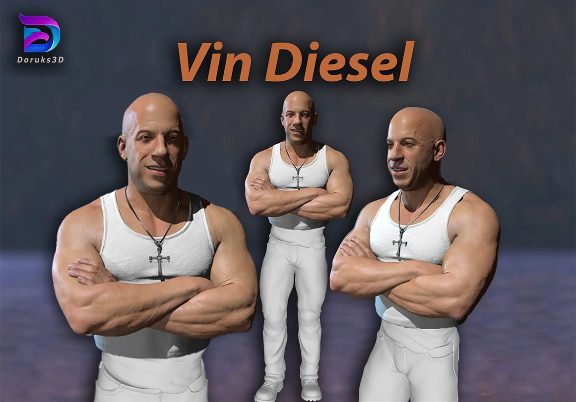 Vin Diesel Fast 3D STL File 3D Printer Action 3D Print Gift Anime Movie Lover Game Custom 3D Print Model .c4d .max .obj .3ds .fbx .stl .blend