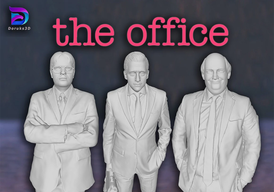 The Office 3 Pack Michael Scott Dwight Schrute Kevin Malone Action Figures Custom 3D print model 3D Print Model .c4d .max .obj .3ds .fbx .stl .blend 