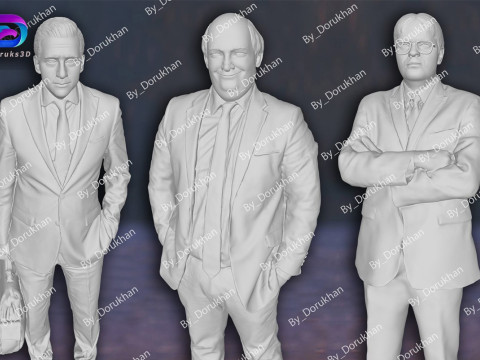 The Office 3 Pack Michael Scott Dwight Schrute Kevin Malone Action Figures Custom 3D print model 3D Print Model