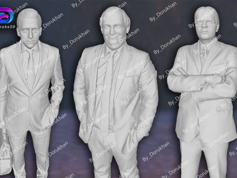 The Office 3 Pack Michael Scott Dwight Schrute Kevin Malone Action Figures Custom 3D print model 3D Print Model