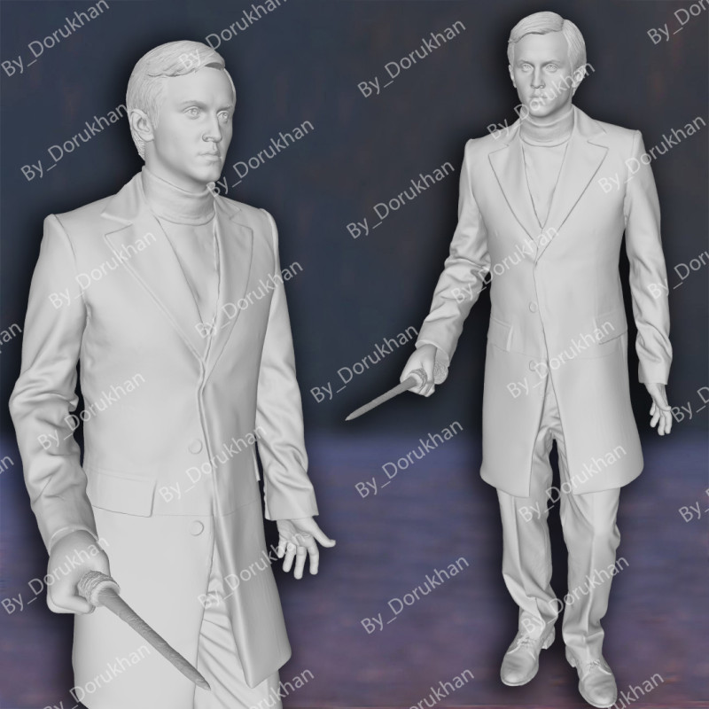 Harry Potter Draco Malfoy Action Figures Custom 3D Print Model 3D 打印模型 .c4d .max .obj .3ds .fbx .stl .blend 