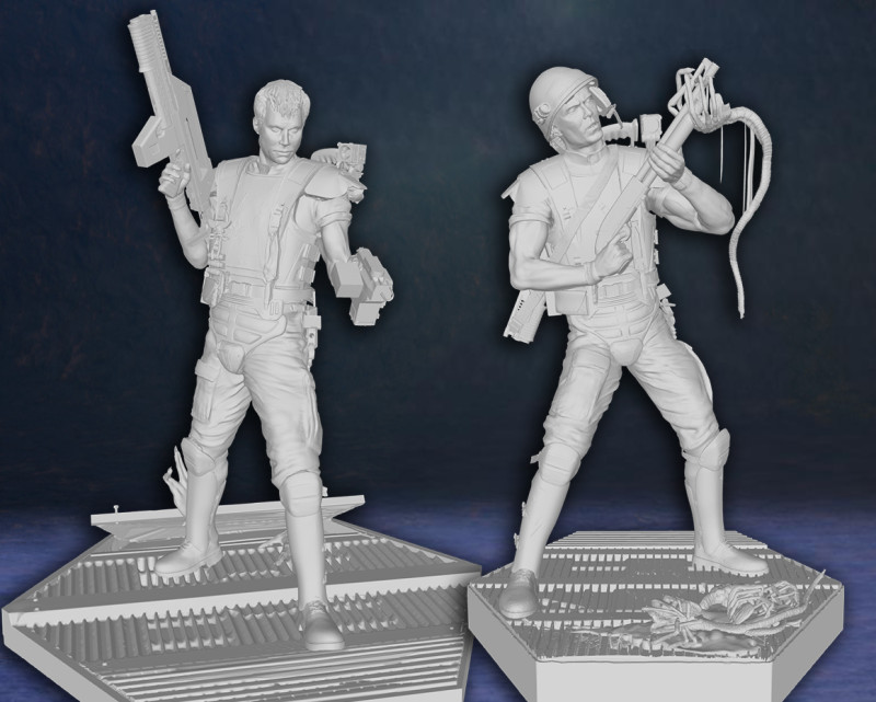 Alien Hudson Hicks Facehugger Ellen Ripley Newt Diorama Action Figures Custom 3D print model Modelo de Impressão 3D .c4d .max .obj .3ds .fbx .stl .blend 