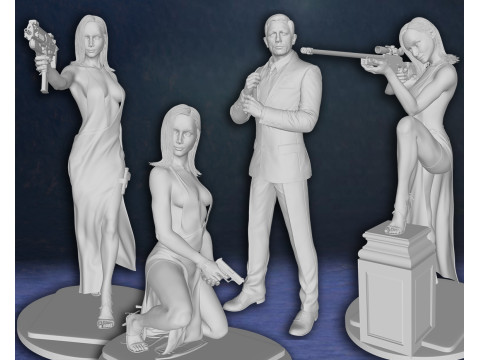 James Bond Daniel Craig Paloma Ana de Armas Action Figures Custom 3D Print Model 3D Print Model