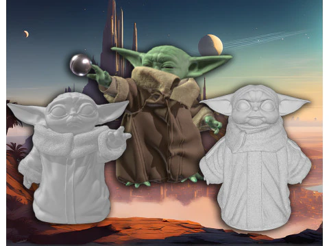 Baby Yoda Grogu Star Wars Mandalorian Action Figures Custom 3D Print Model 3D Print Model