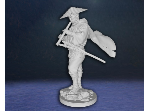 Ghost of Tsushima Ronin Ninja Playing Flute Action Figures Custom 3D Print Model Modelo de Impressão 3D