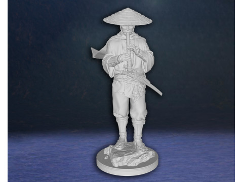 Ghost of Tsushima Ronin Ninja Playing Flute Action Figures Custom 3D Print Model Modelo de Impressão 3D