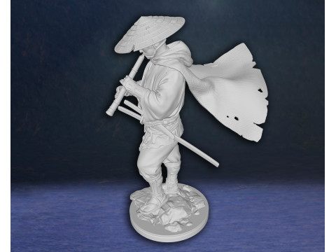 Ghost of Tsushima Ronin Ninja Playing Flute Action Figures Custom 3D Print Model Modelo de Impressão 3D