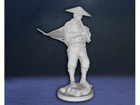 Ghost of Tsushima Ronin Ninja Playing Flute Action Figures Custom 3D Print Model Modelo de Impressão 3D