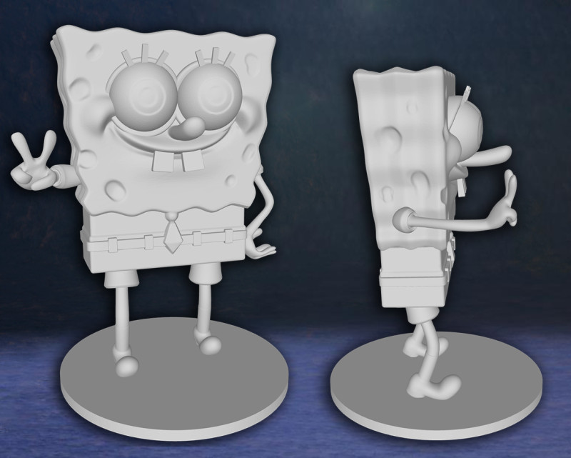 SpongeBob SquarePants Action Figures Custom 3D Print Model Modelo de Impressão 3D .c4d .max .obj .3ds .fbx .stl .blend 