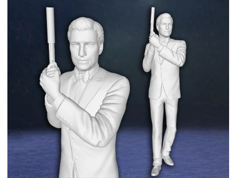 Modelo de impress&atilde;o 3D personalizado de figuras de a&ccedil;&atilde;o de James Bond Pierce Brosnan Modelo de Impressão 3D