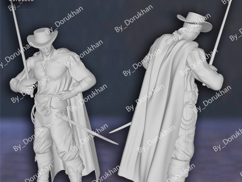 Zorro Antonio Banderas Action Figures Custom 3D Print Model 3D 프린트 모델