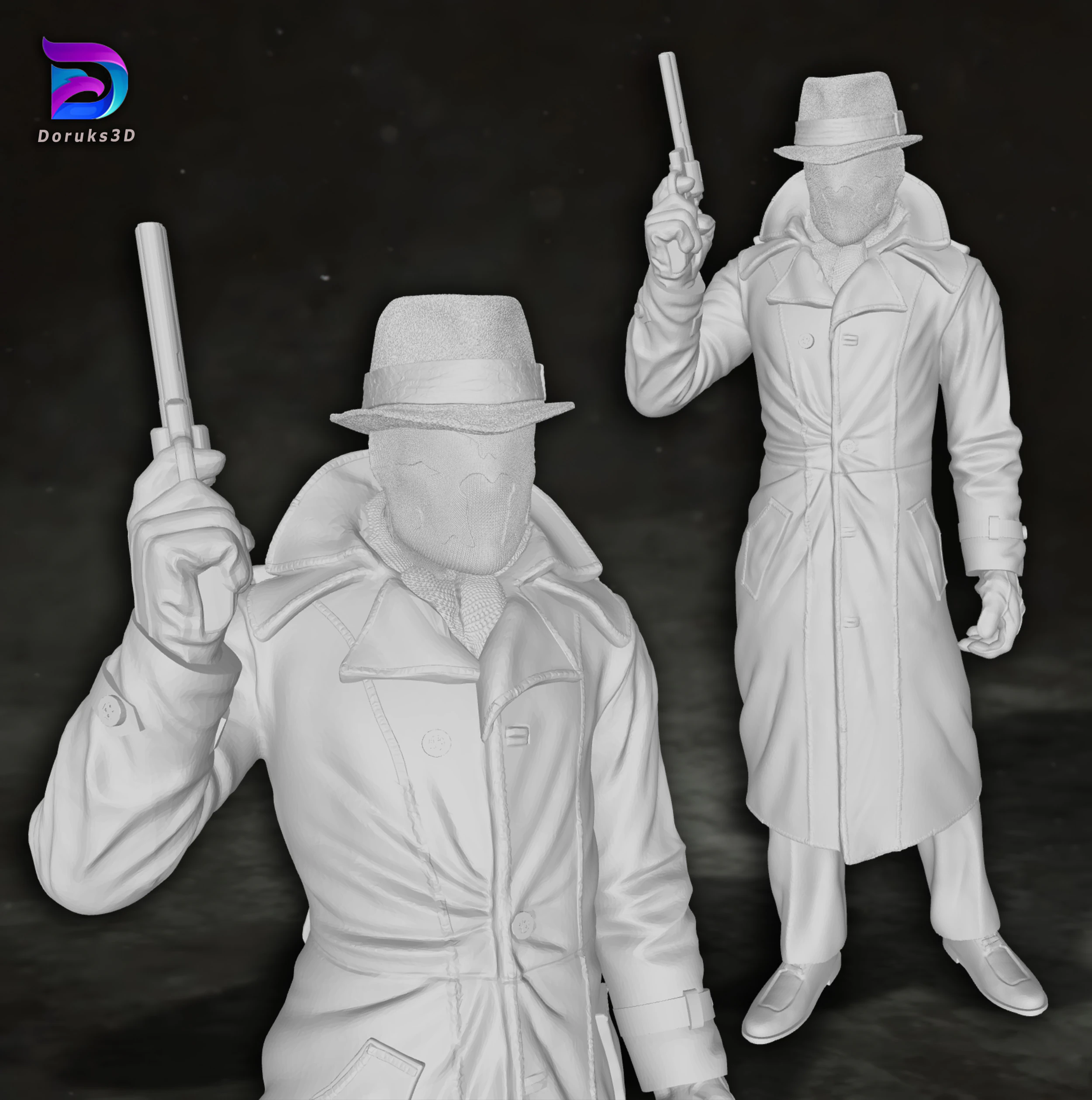 Rorschach Watchmen Action Figures Custom 3D Print Model 3D Print Model .c4d .max .obj .3ds .fbx .stl .blend 
