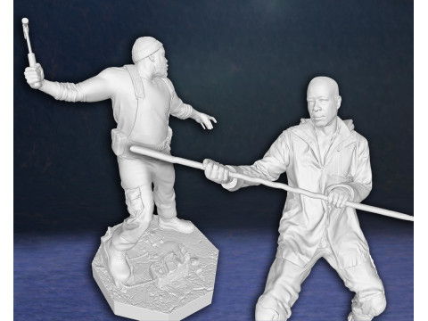 Morgan and Tyreese Walking Dead Figures 3D Print Model Modelo de impresión 3D
