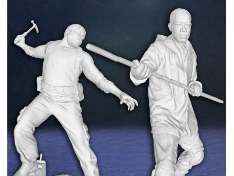 Morgan and Tyreese Walking Dead Figures 3D Print Model Modelo de impresión 3D