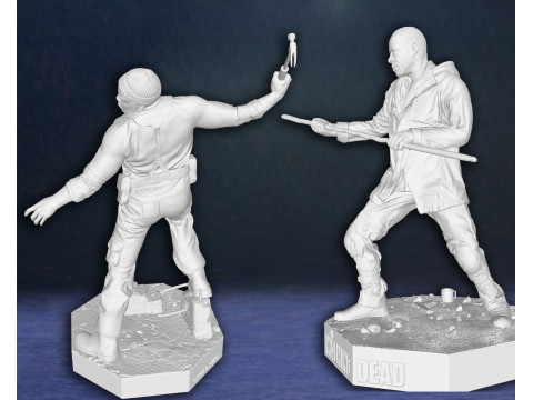 Morgan and Tyreese Walking Dead Figures 3D Print Model Modelo de impresión 3D