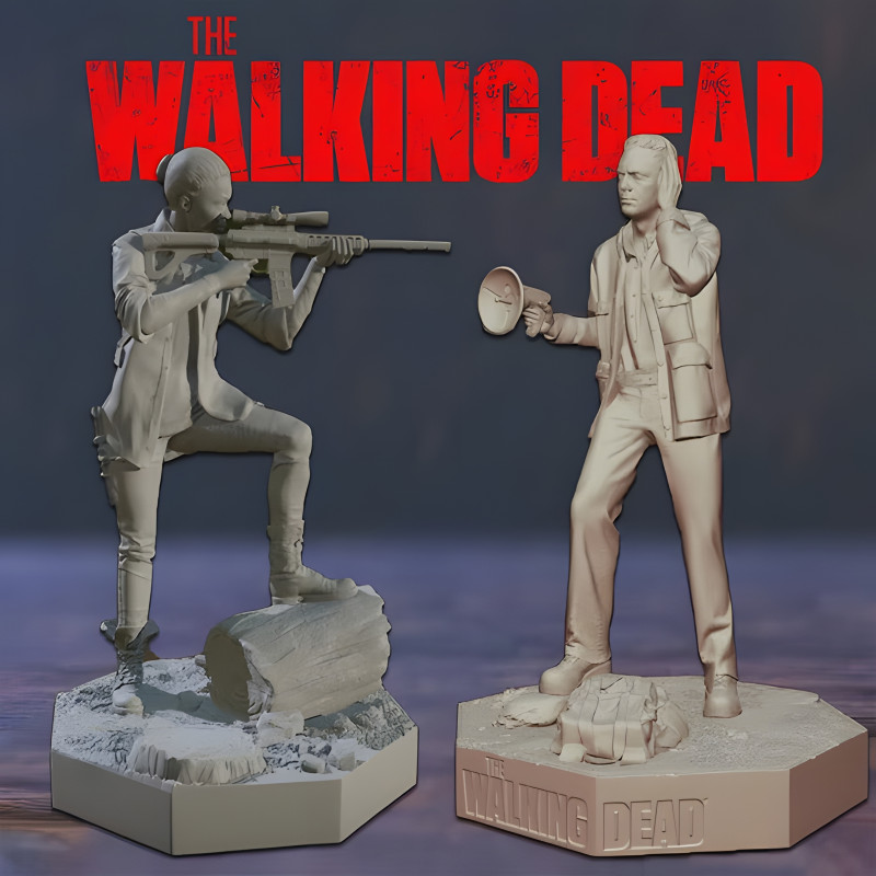 Sasha and Aaron Walking Dead Figures 3D Print Model 3D 프린트 모델 .c4d .max .obj .3ds .fbx .stl .blend