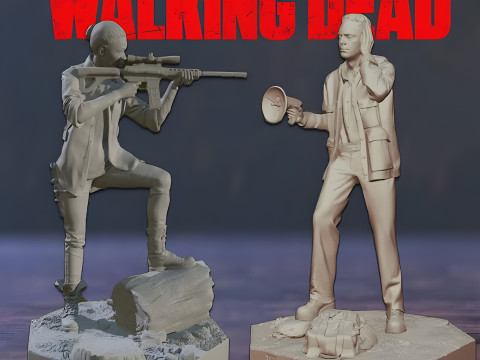Sasha and Aaron Walking Dead Figures 3D Print Model 3D Print Model