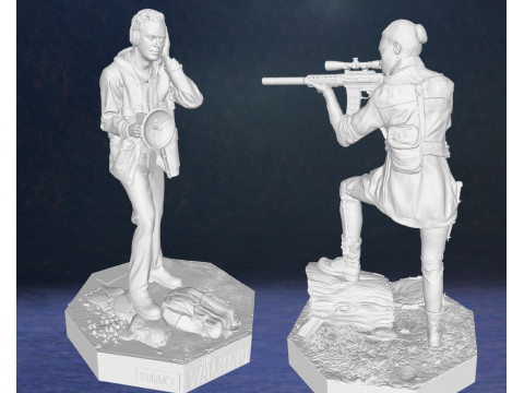 Sasha and Aaron Walking Dead Figures 3D Print Model 3D 프린트 모델