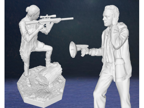 Sasha and Aaron Walking Dead Figures 3D Print Model 3D 프린트 모델
