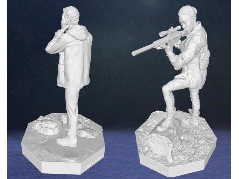 Sasha and Aaron Walking Dead Figures 3D Print Model 3D 프린트 모델
