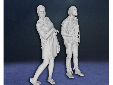 Zombie Walking Dead Last of Us Figures 3D Print Model Model Cetak 3D