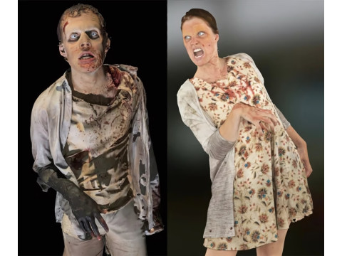 Zombie Walking Dead Last of Us Figures 3D Print Model Model Cetak 3D