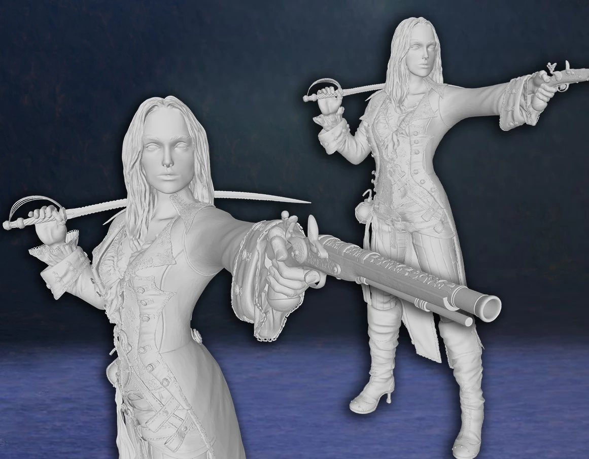 Elizabeth Swann Keira Knightley Piratas do Caribe Figuras de a&ccedil;&atilde;o modelo de impress&atilde;o 3D personalizado Modelo de Impressão 3D .c4d .max .obj .3ds .fbx .stl .blend 