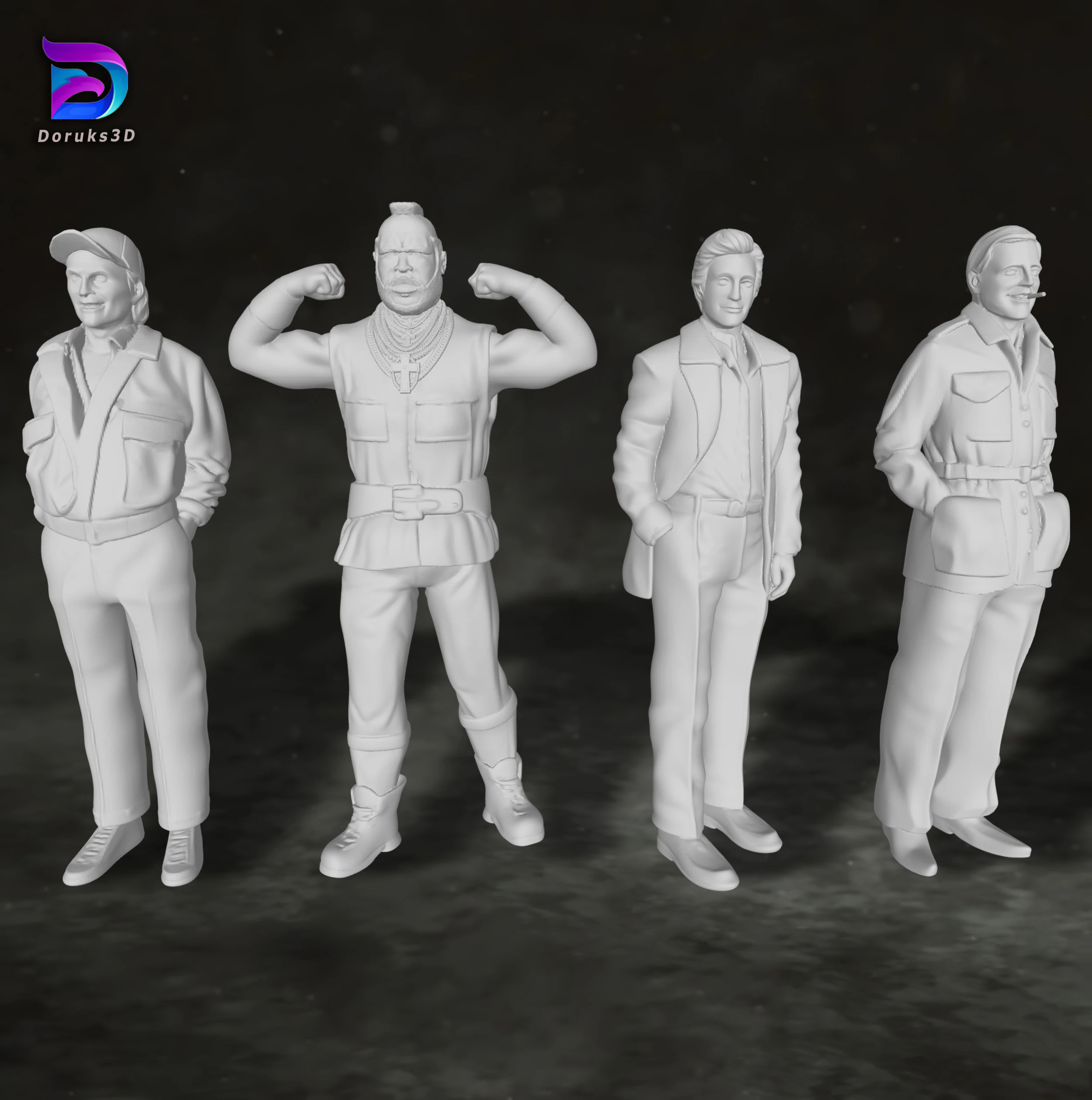 A-Team Action Figures Custom 3D Print Model 3D Print Model .c4d .max .obj .3ds .fbx .stl .blend