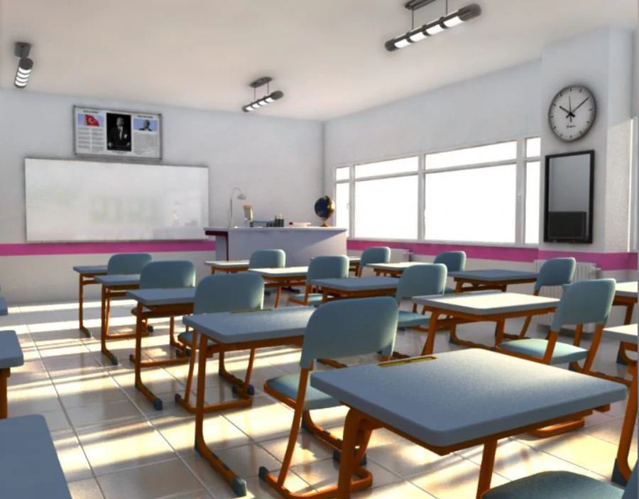 Classroom 3D Model .c4d .max .obj .3ds .fbx .stl .blend