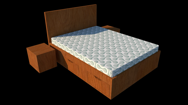 double bed Model 3D .c4d .max .obj .3ds .fbx .stl .blend 