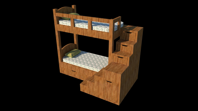 bunk bed 3D Model .c4d .max .obj .3ds .fbx .stl .blend 