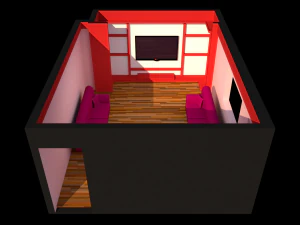 Zimmer und TV-Einheit 3D Modell