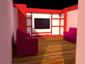 Zimmer und TV-Einheit 3D Modell