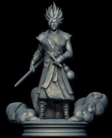 goku realista 3D 프린트 모델 .c4d .max .obj .3ds .fbx .stl .blend 