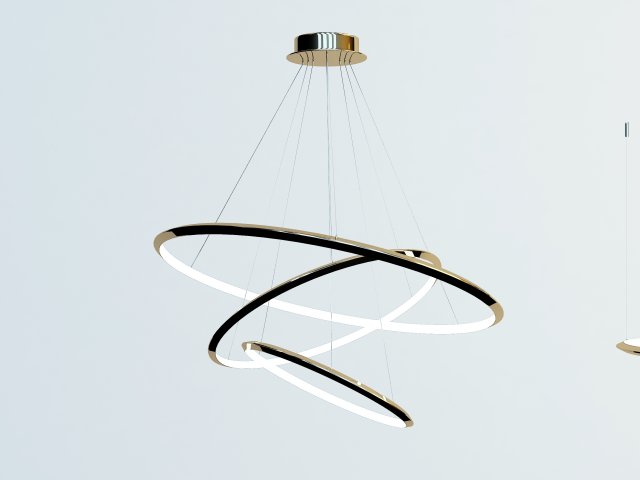 led art chandelier - gold 3Dモデル .c4d .max .obj .3ds .fbx .stl .blend 